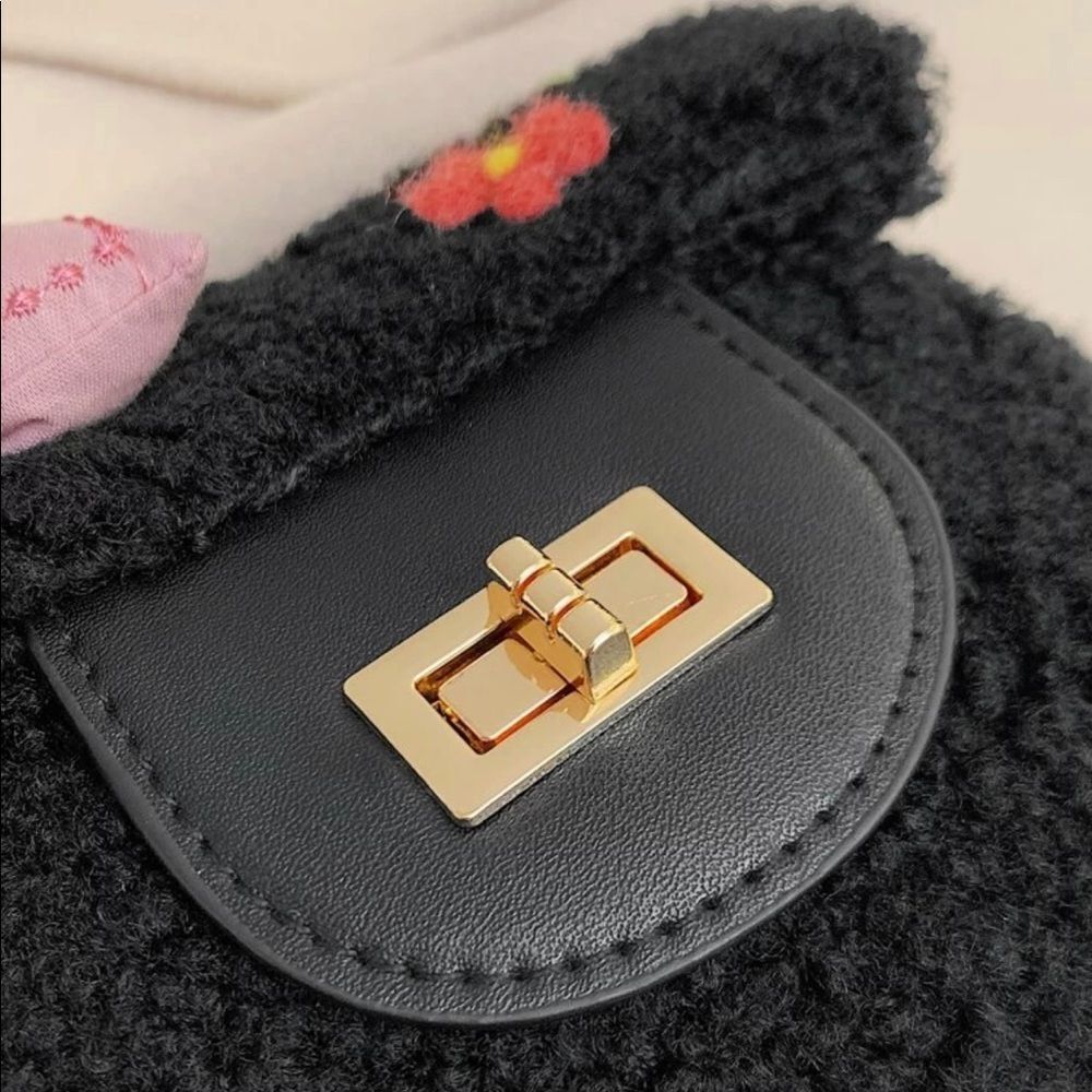 Black Fur Mini Shoulder Chain Shoulder Strap - Picture 7 of 8